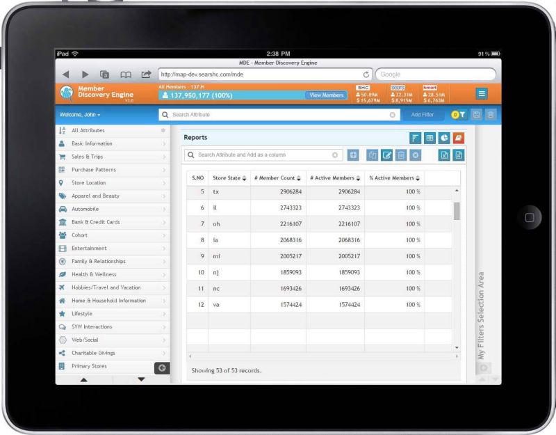 Member Discovery Engine - responsive iPad view showing tablet-optimized layout