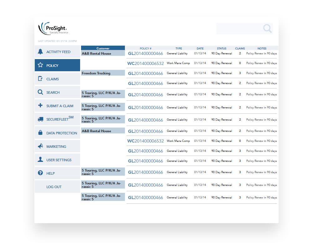 ProSight self-service claims tracking and document access